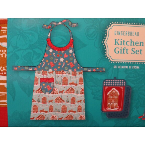 The Pioneer Woman Gingerbread Apron Oven Mitt Potholder Set Kitchen Cooking - Picture 7 of 9